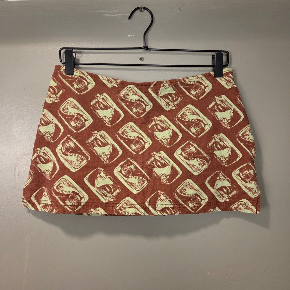 Urban Outfitters Women's Linen Blend Mini Skort Size S All Over Sardine Print